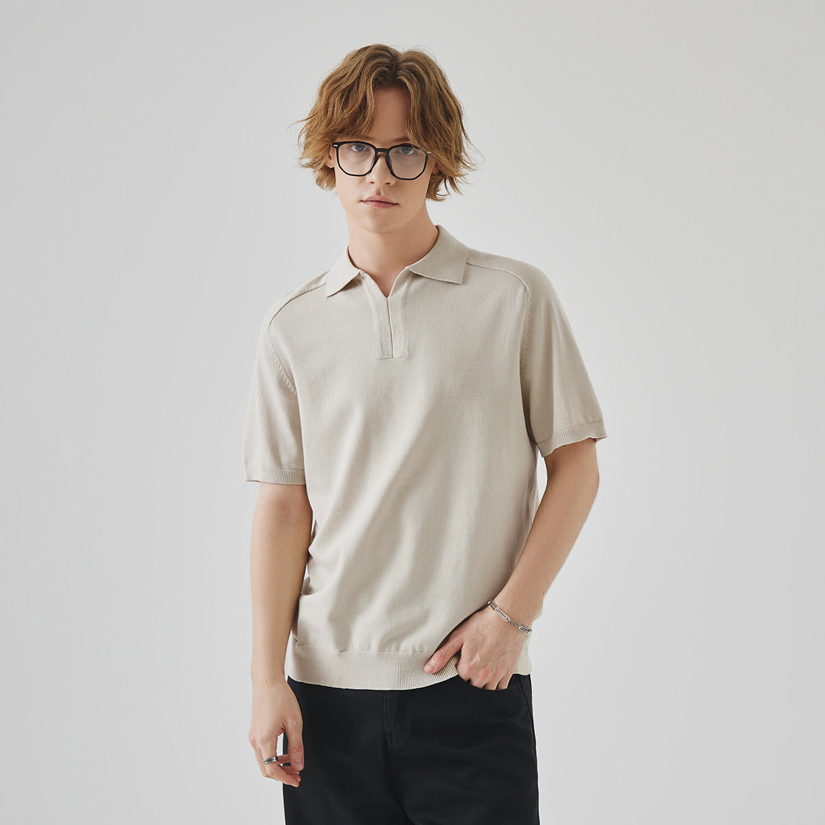 Knitted Short-sleeved Men's Summer Old Money Style Top