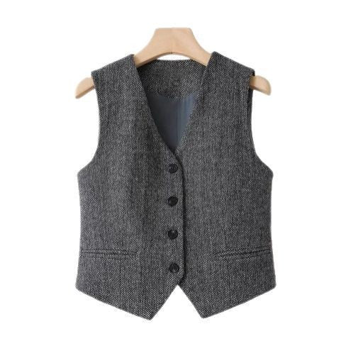 Old Money Style Woolen Vest Female Spring
