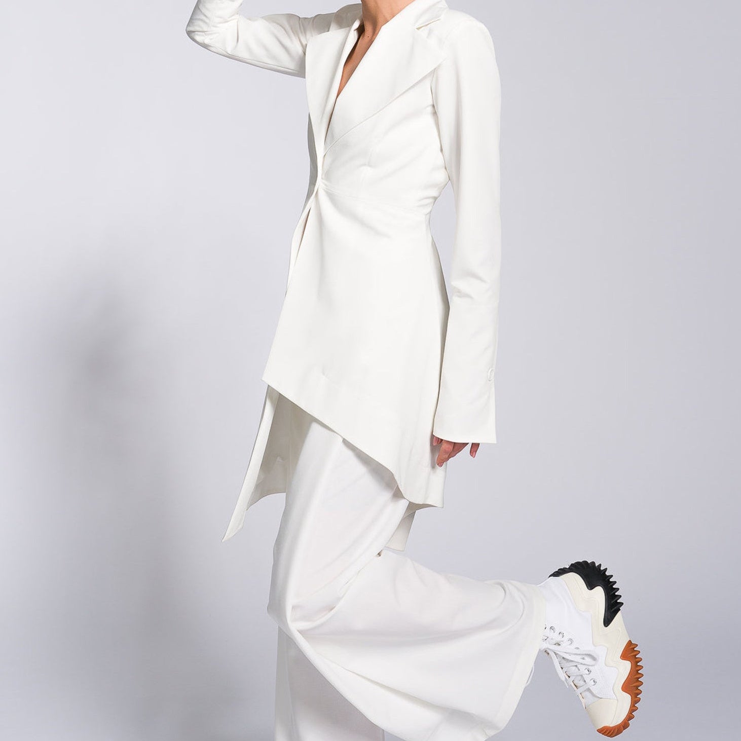 Irregular Hem Jacket & Pants Suit