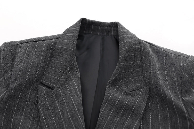 Chain Waist Striped Blazer Silhouette And Temperament Casual Suit