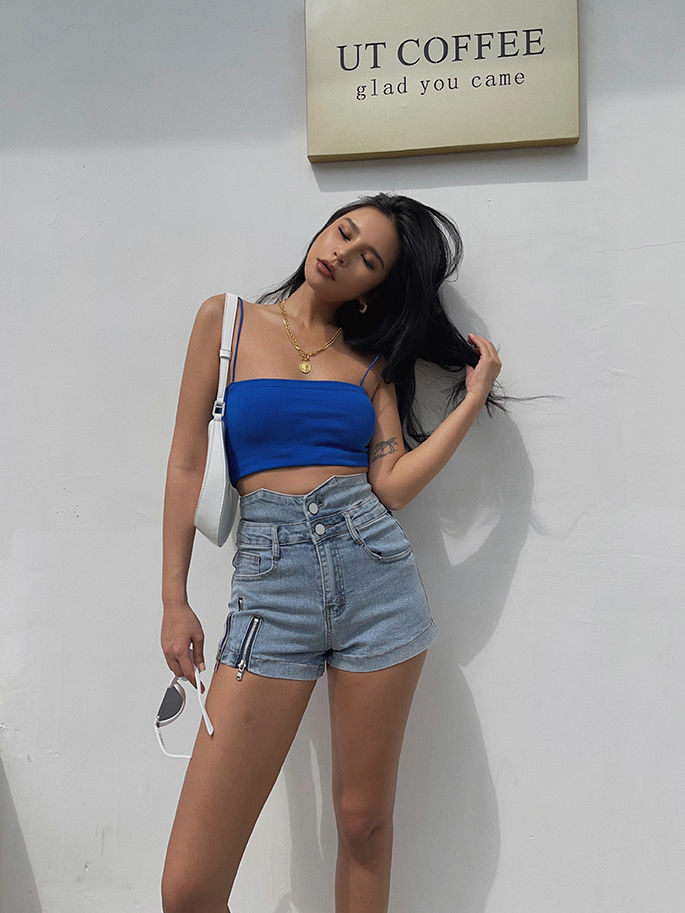 Solid Color String Inspirational Backless Sling Outer Wear  Midriff-baring Vest