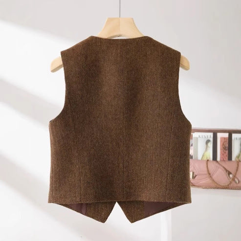 Old Money Style Woolen Vest Female Spring
