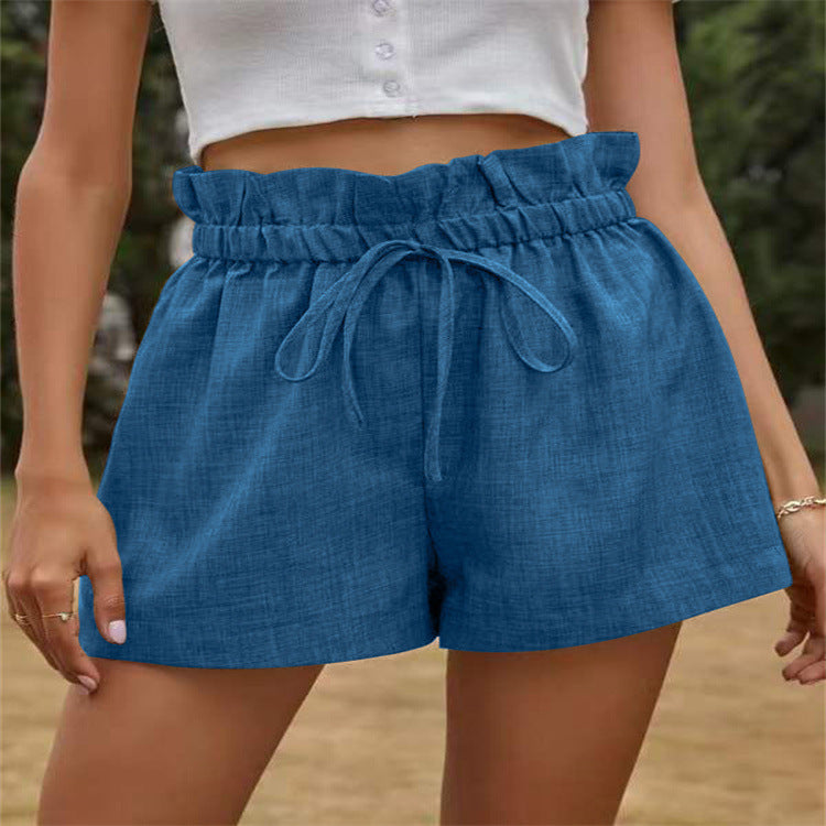 Ladies Casual Comfortable High Waist Tie Loose Wide Leg Pants