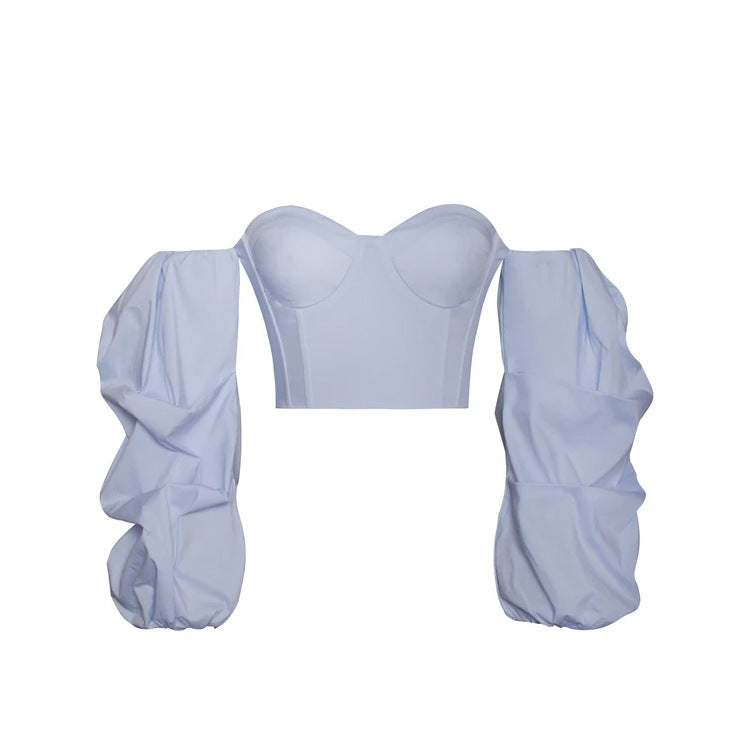 Irregular Long Sleeved Fashion Short Top