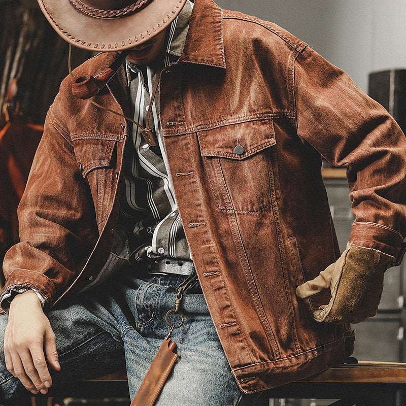 Autumn And Winter Vintage Denim Jacket Men