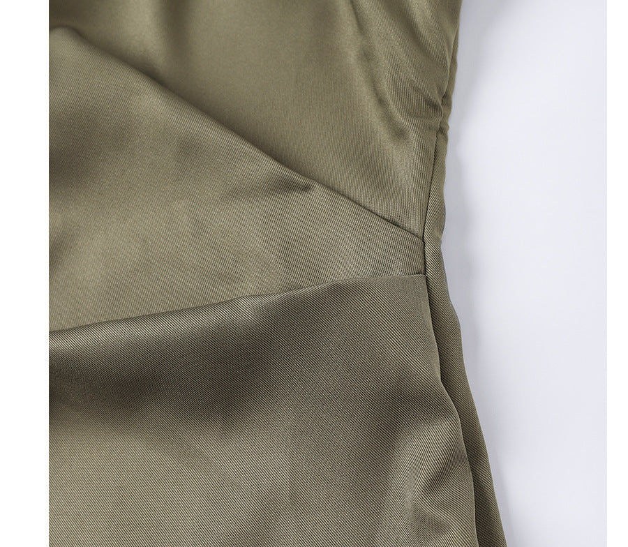 Oblique One-shoulder Silk Twill Texture Slim Dress
