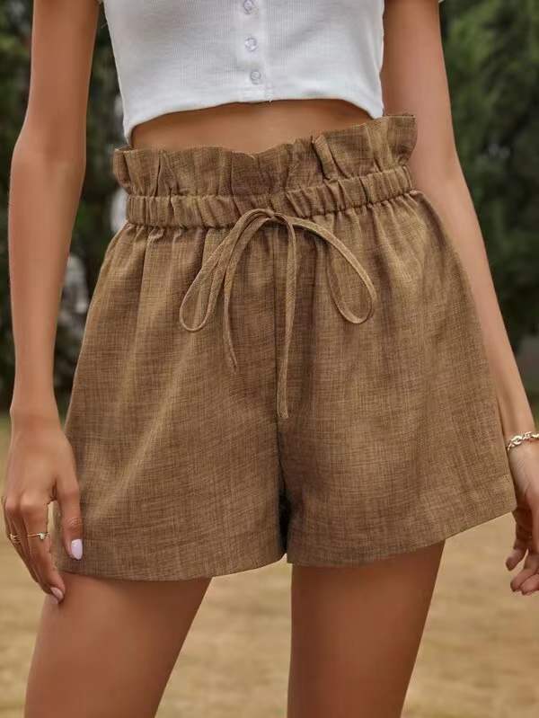 Ladies Casual Comfortable High Waist Tie Loose Wide Leg Pants