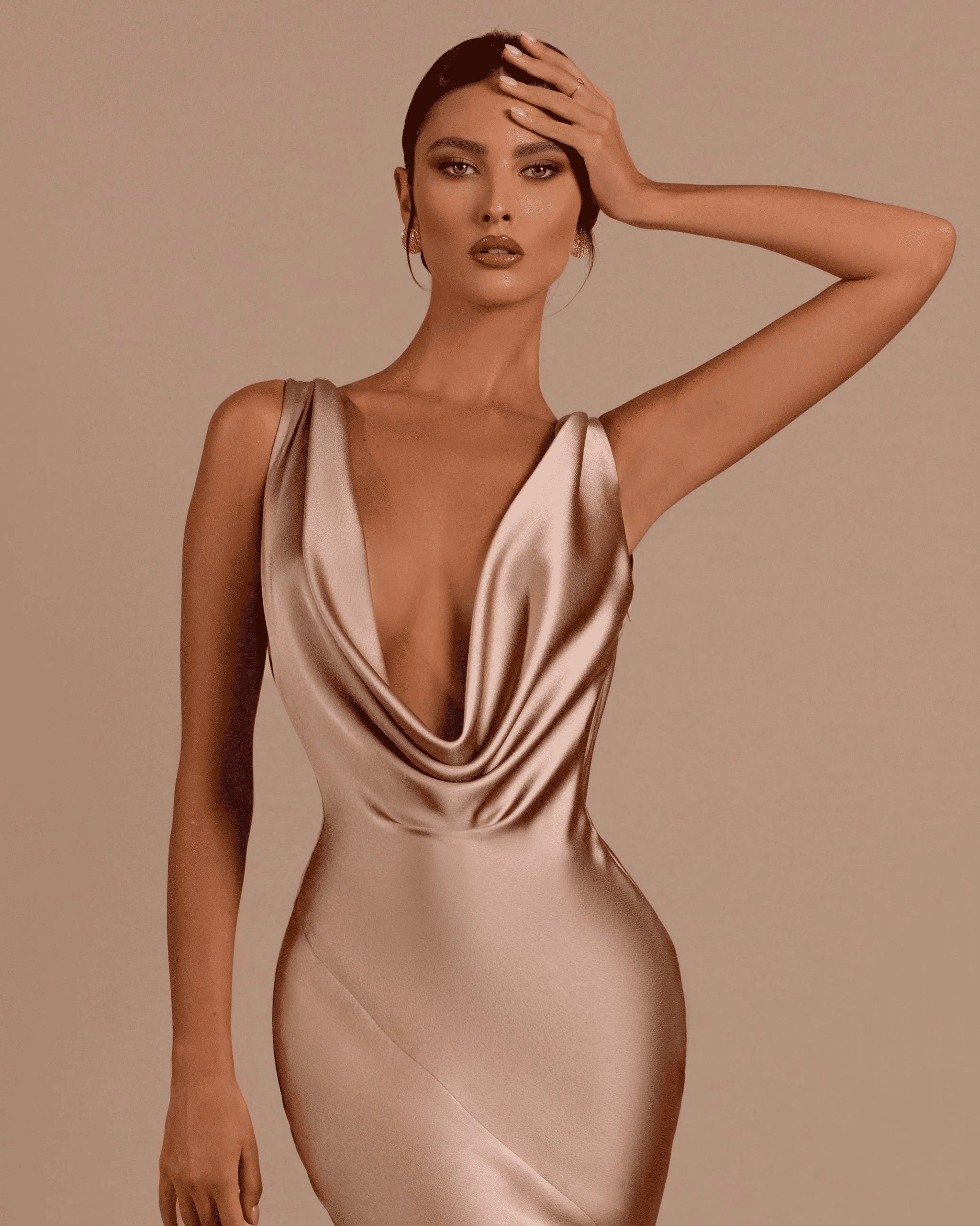 Mermaid Bridesmaid Dresses For Wedding Deep V Neck Satin Prom Dress Long Formal Evening Gowns For Women