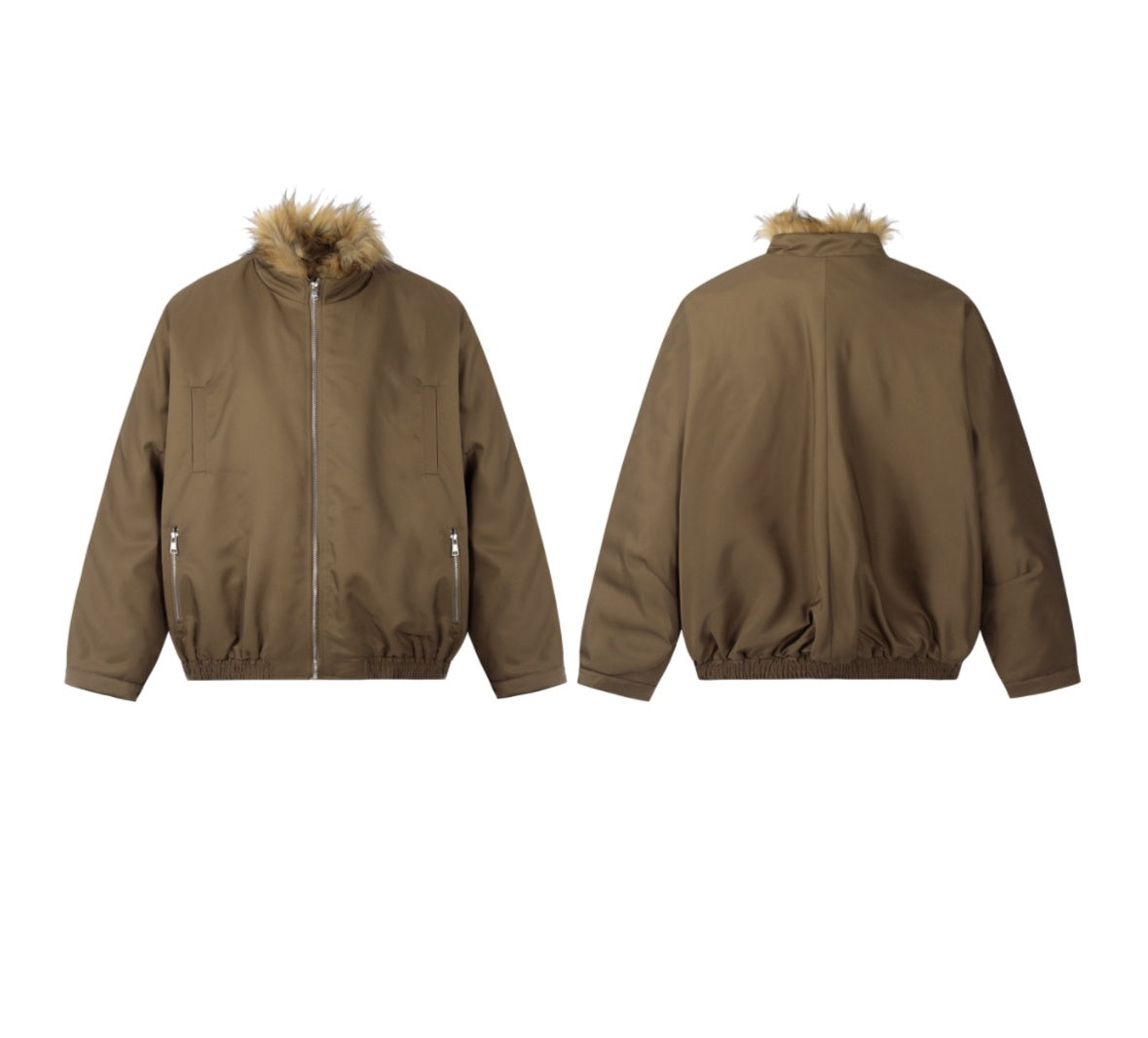 Two-color Fur Collar Thicken Cotton Clothes Coat