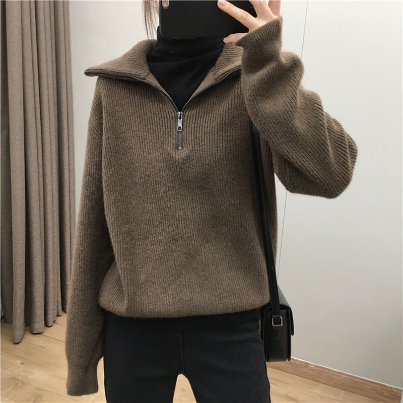 Leisure And Simple Loose Knit Shirt For Women