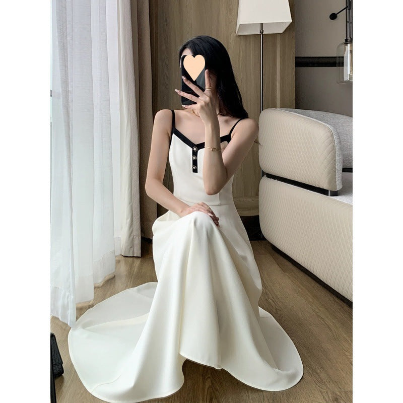 Sling Dress Women's Waist Draping Effect Long Sleeve Short Coat Socialite Suit