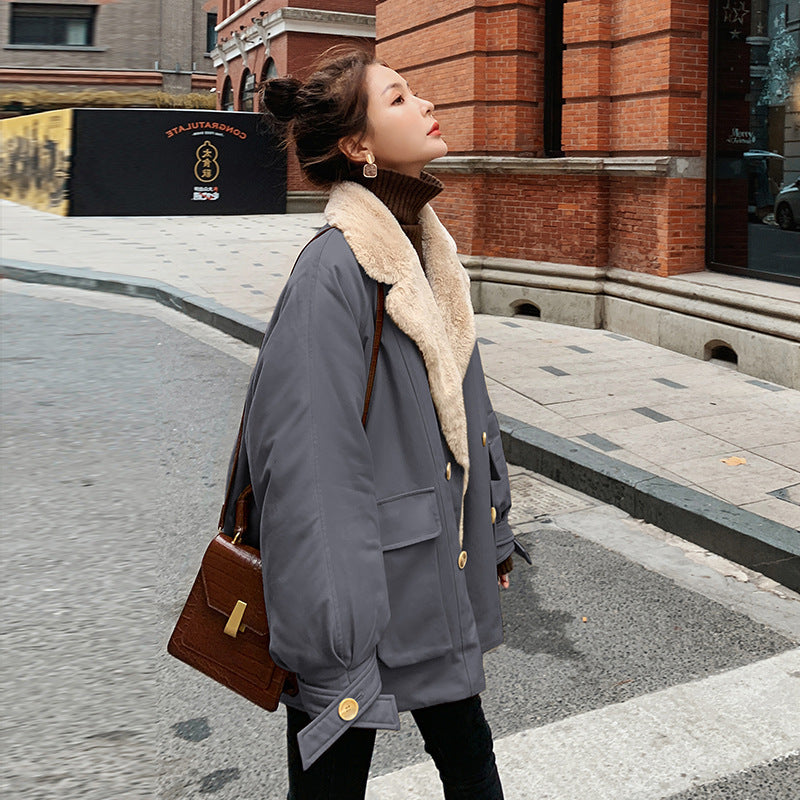 Thickened Rabbit Fur Liner Pie Overcoming Coat