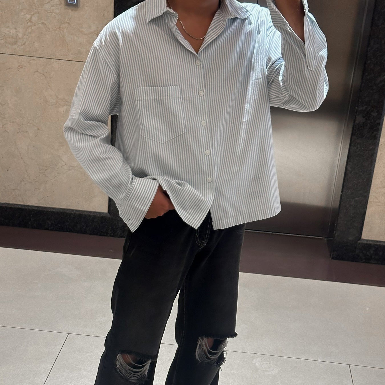 Men's Casual Striped Long-sleeved Shirt