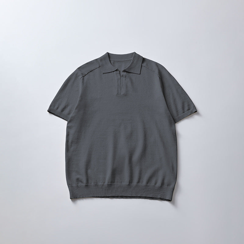 Knitted Short-sleeved Men's Summer Old Money Style Top