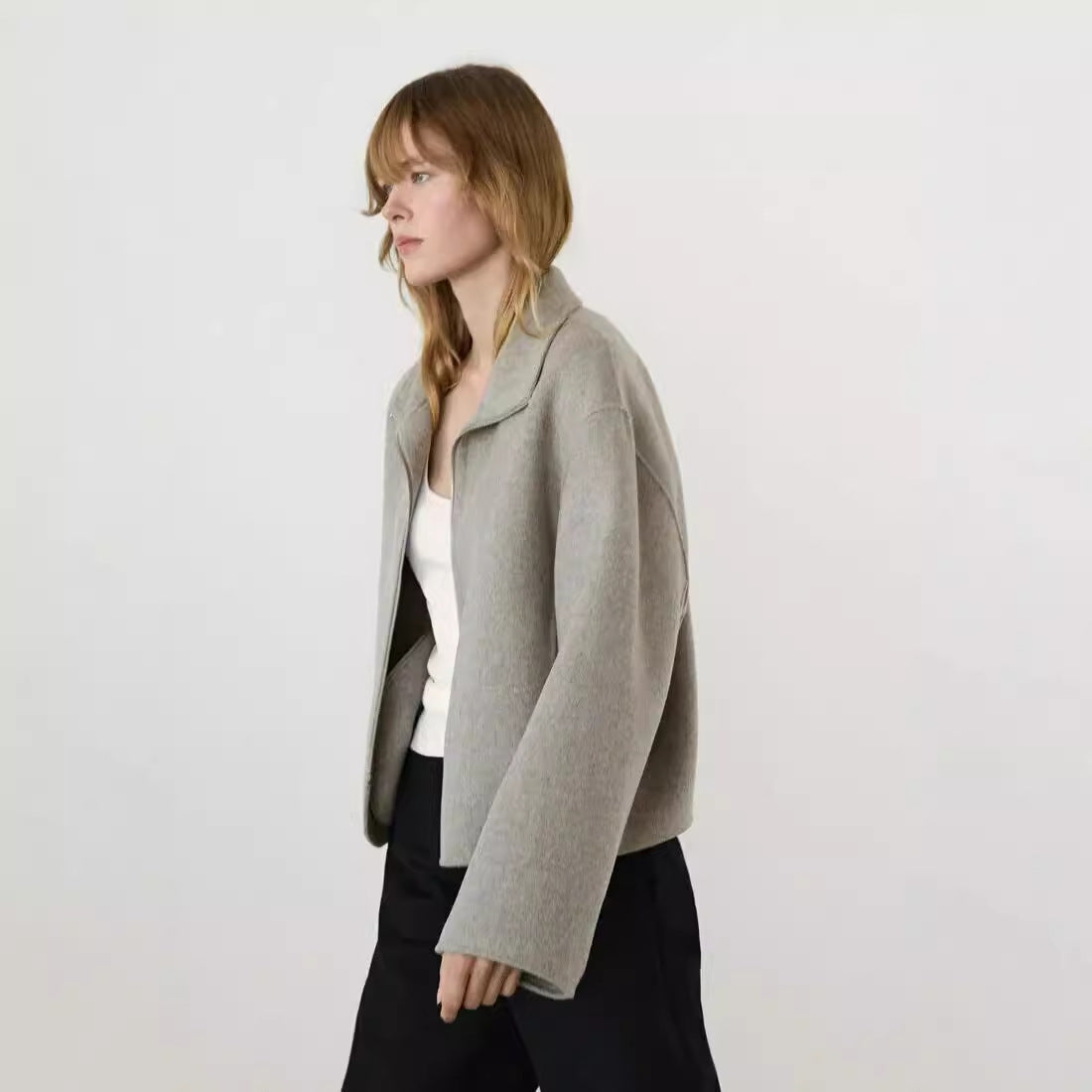 Women's Simple All-match Loose Wool Short Coat