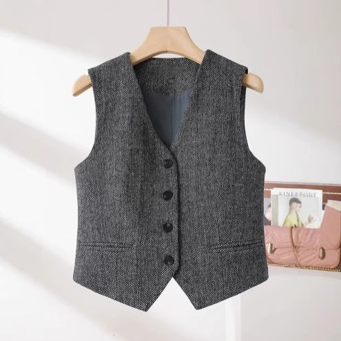 Old Money Style Woolen Vest Female Spring
