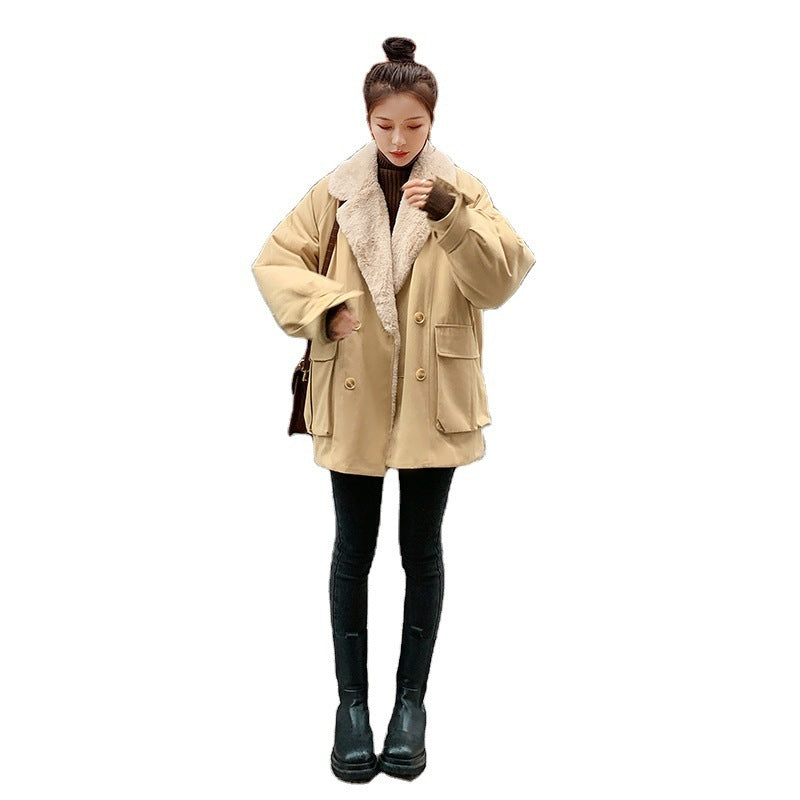 Thickened Rabbit Fur Liner Pie Overcoming Coat