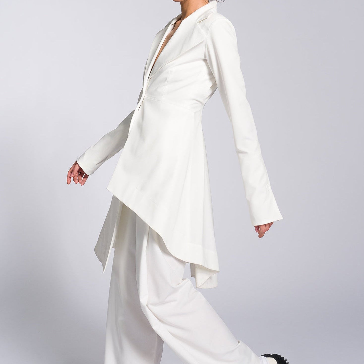 Irregular Hem Jacket & Pants Suit