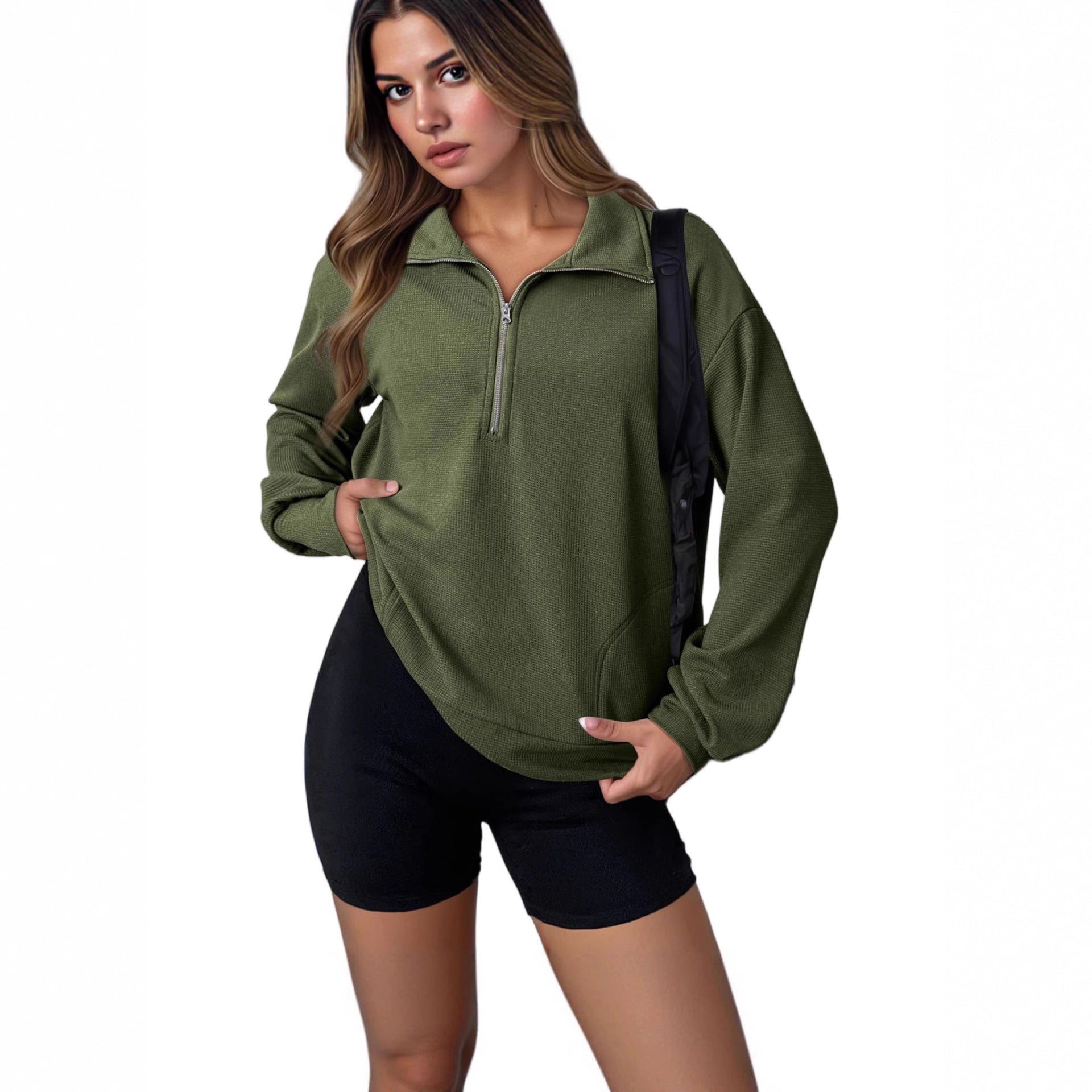 Lapel Sweater Fashion Loose Zip Women's Clothing