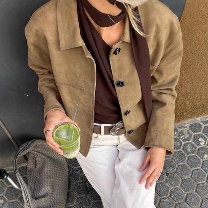 Old Money Style Suede Coat For Women