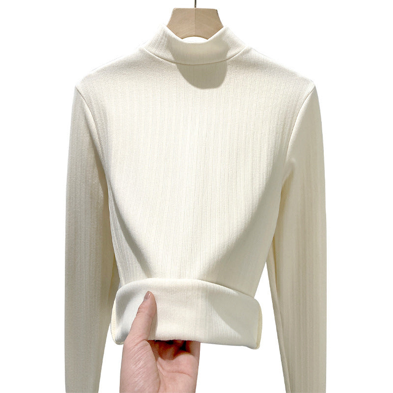 Double-sided Dralon Half Turtleneck Bottoming Shirt Women's Long-sleeved Warm Top