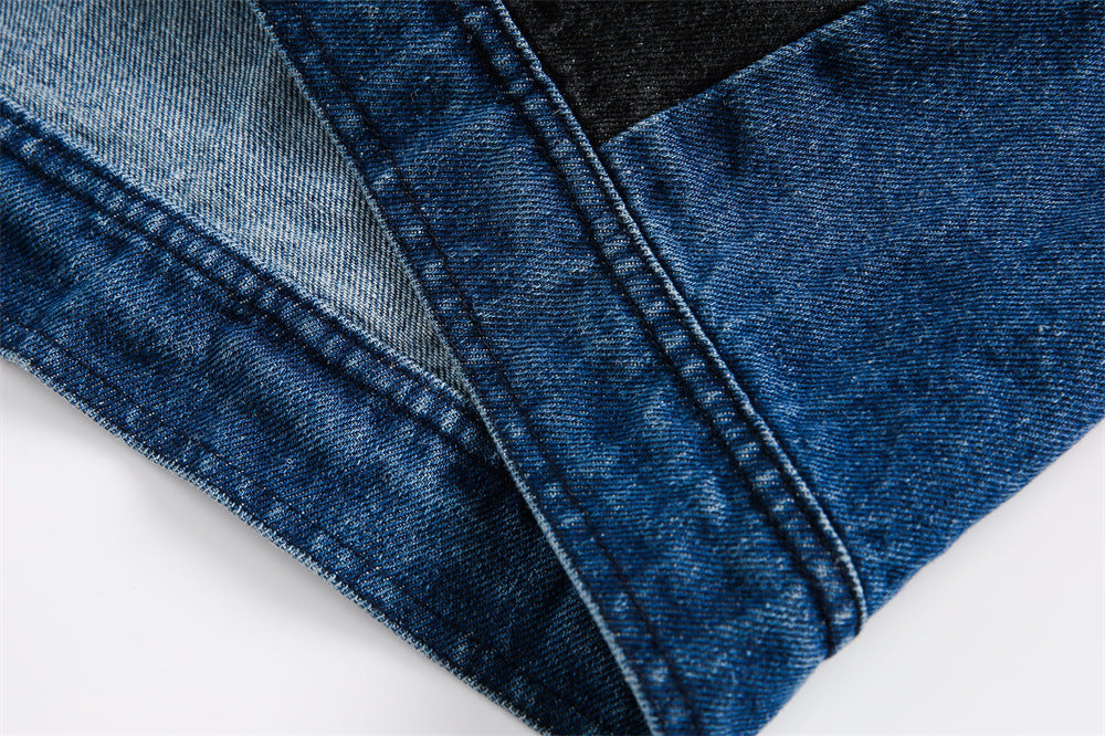 Side Stripe Stitching Loose Denim Jacket Men And Women