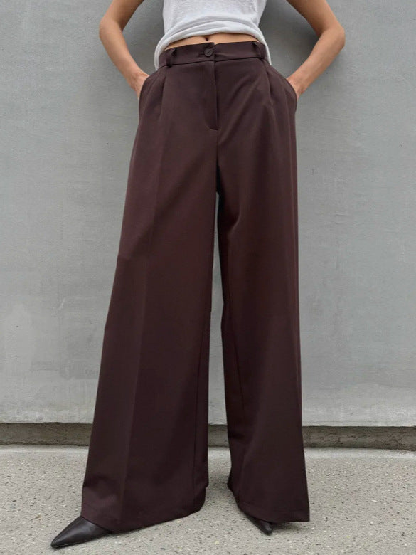 High Waist Mopping Commuter Draped Suit Pants