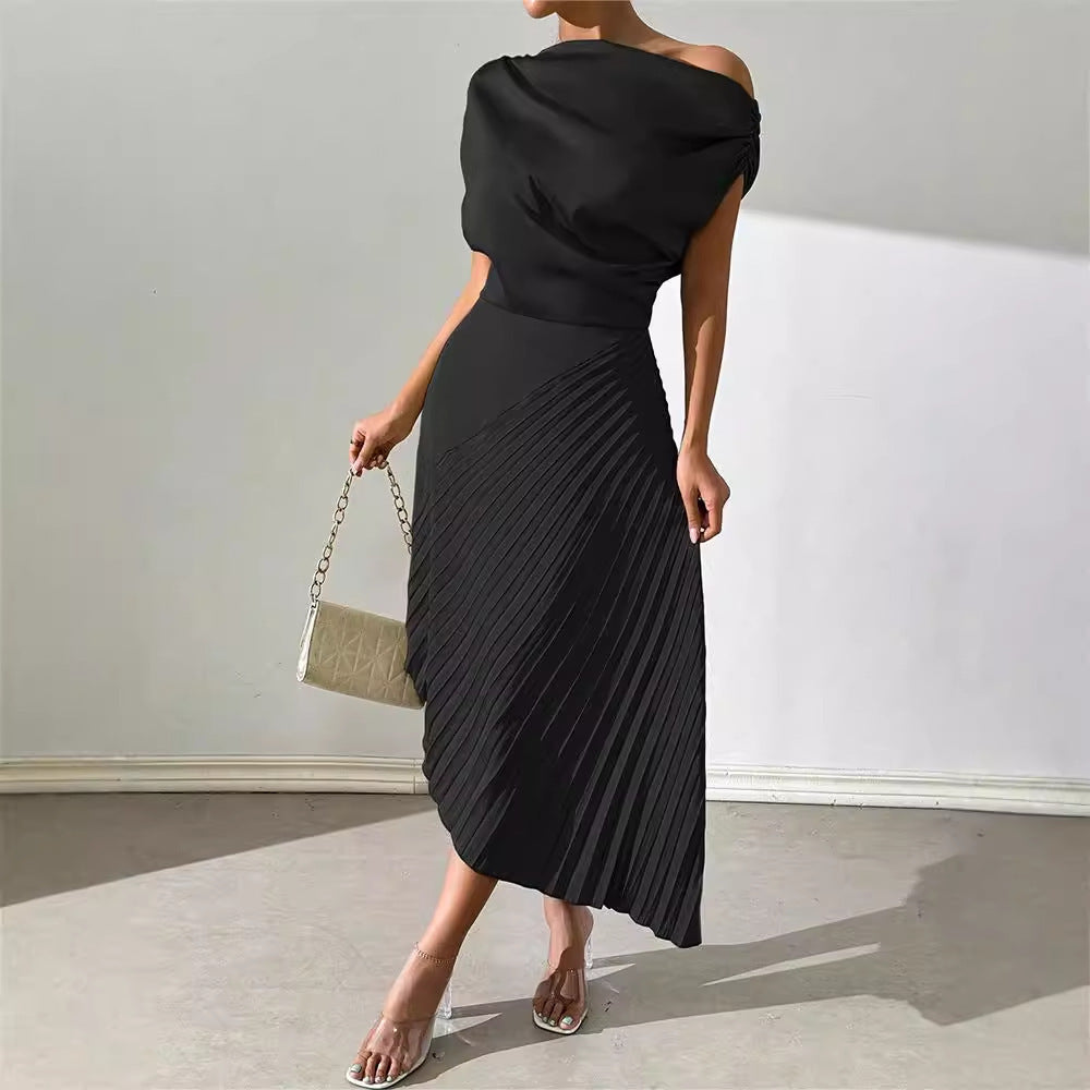 Elegant Ruffled Design Irregular Dress Women