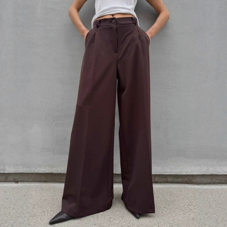 High Waist Mopping Commuter Draped Suit Pants