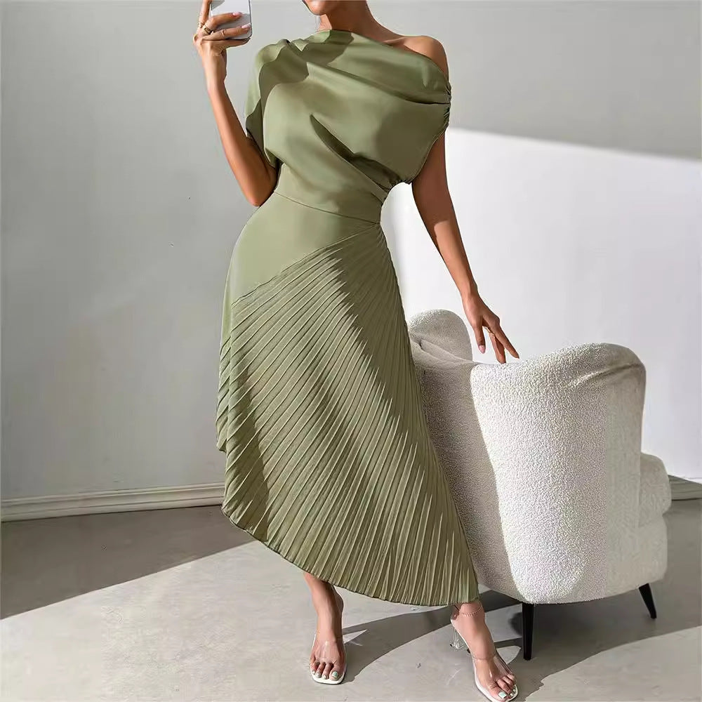 Elegant Ruffled Design Irregular Dress Women
