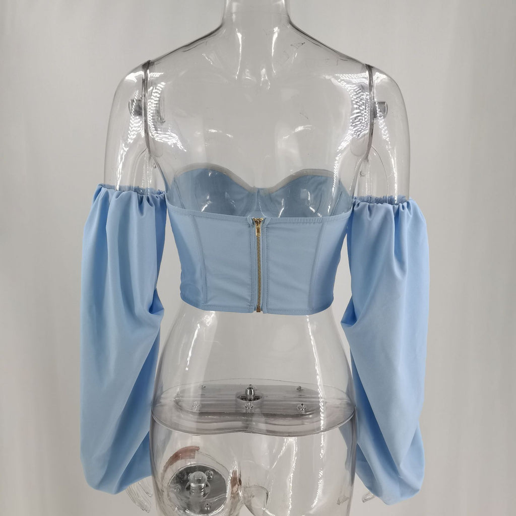 Irregular Long Sleeved Fashion Short Top