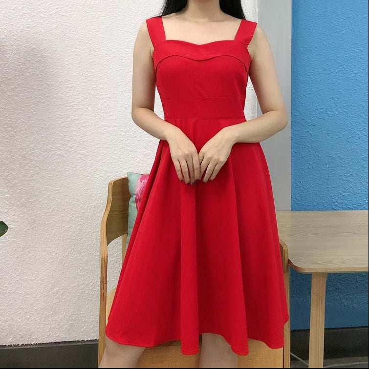 European And American Retro High-waisted Puffy Dress