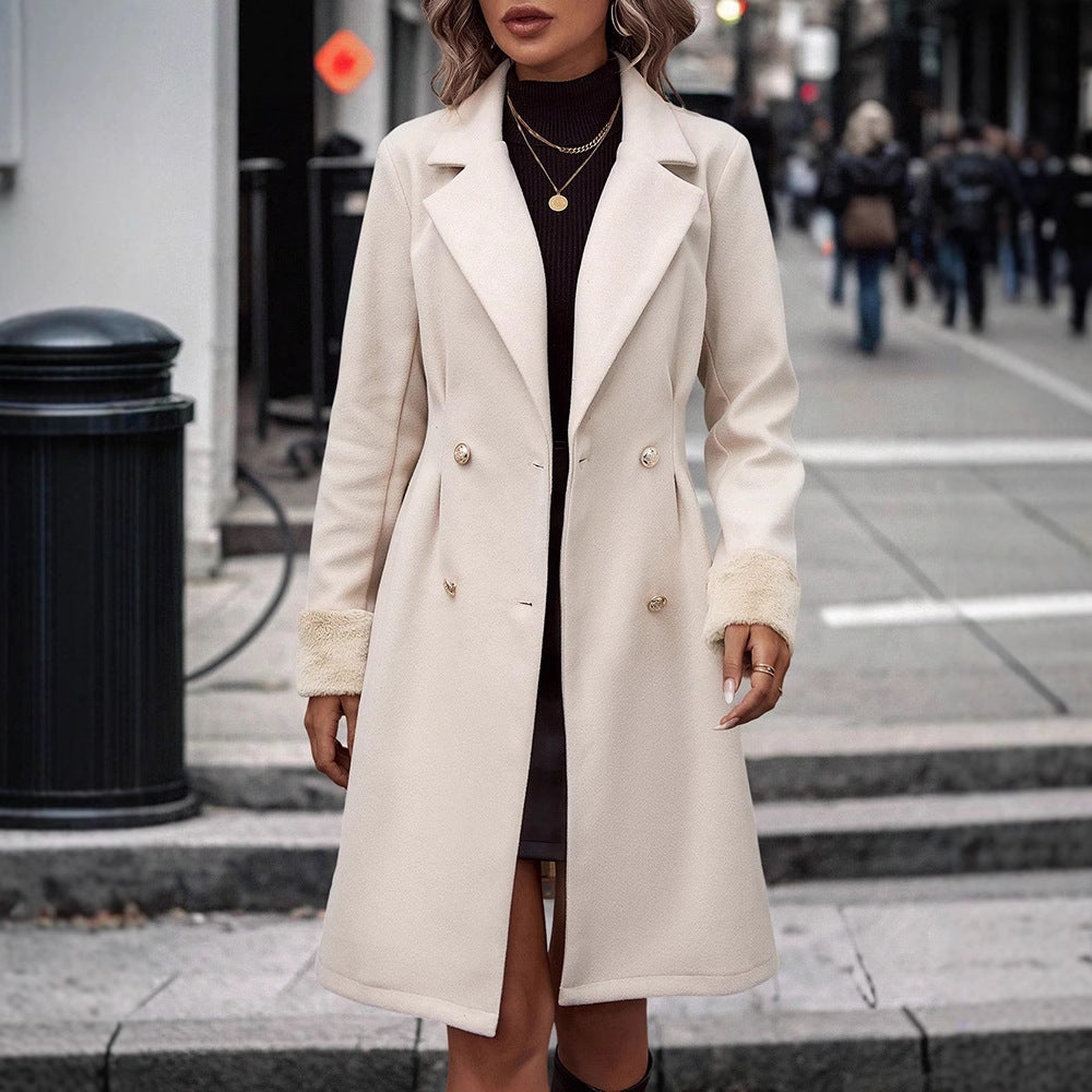 Waist Trimming Coat Women's Over-the-knee High-grade Temperament Mid-length Woolen