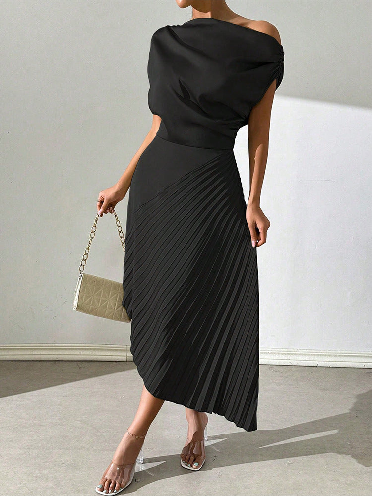 Elegant Ruffled Design Irregular Dress Women