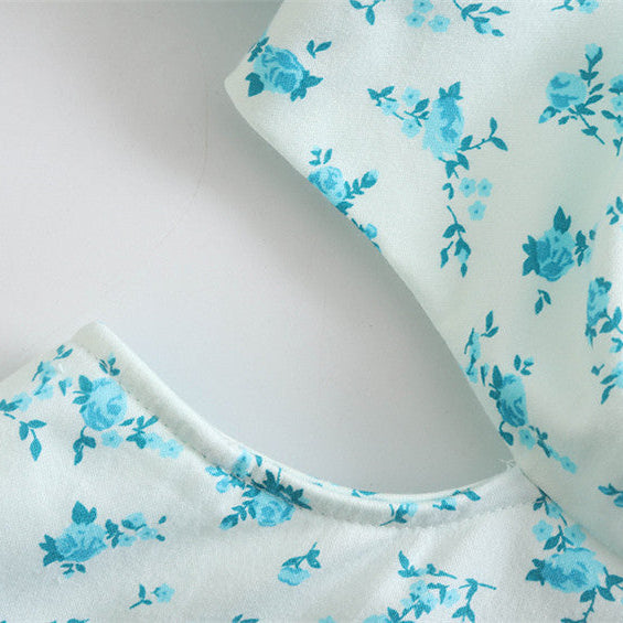 Ladies Fashion Print Puff Sleeve Dress