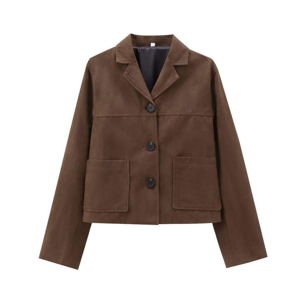 Retro Old Money Style Suede Short Jacket Women