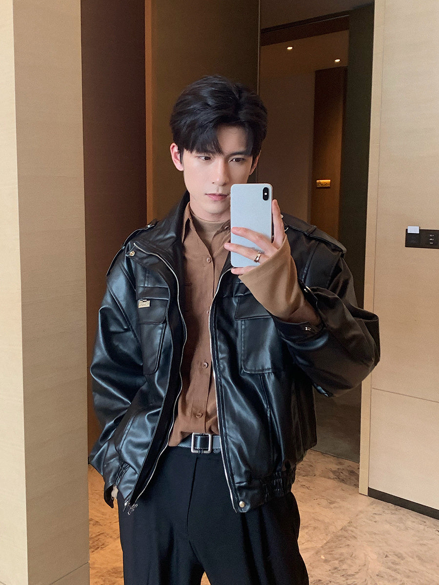 Autumn Winter Leather Jacket Men