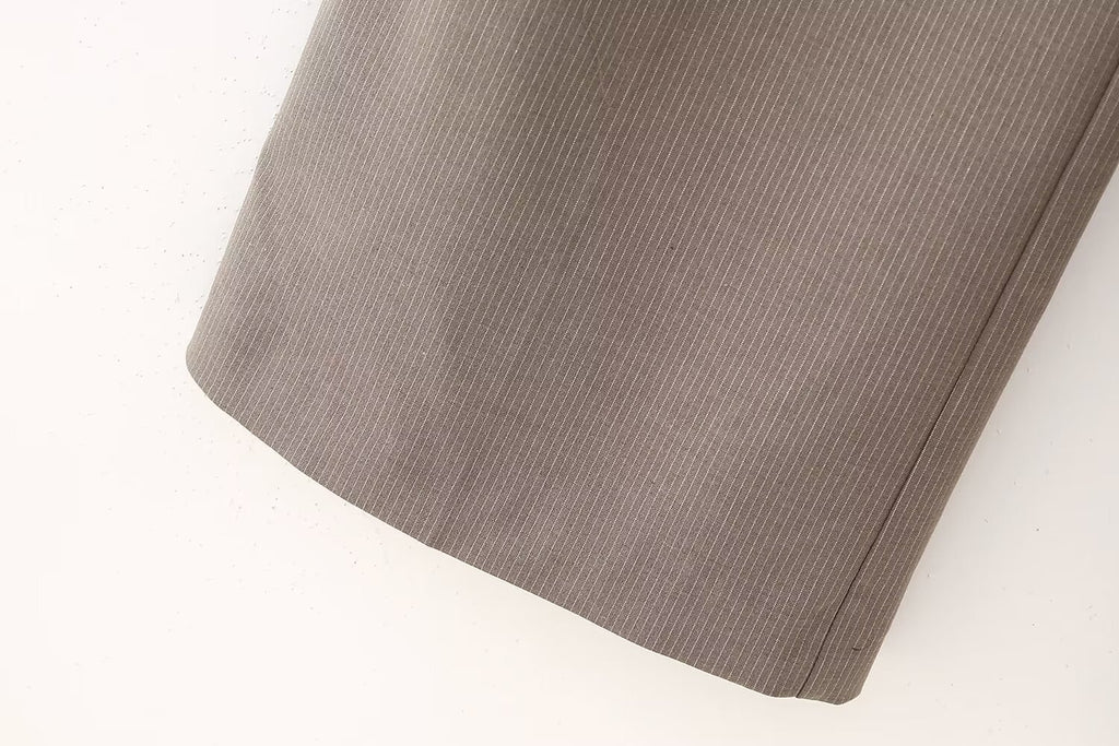Spring New Pinstripe Vest Striped High Waist Lace-up Wide Leg Pants Suit Women