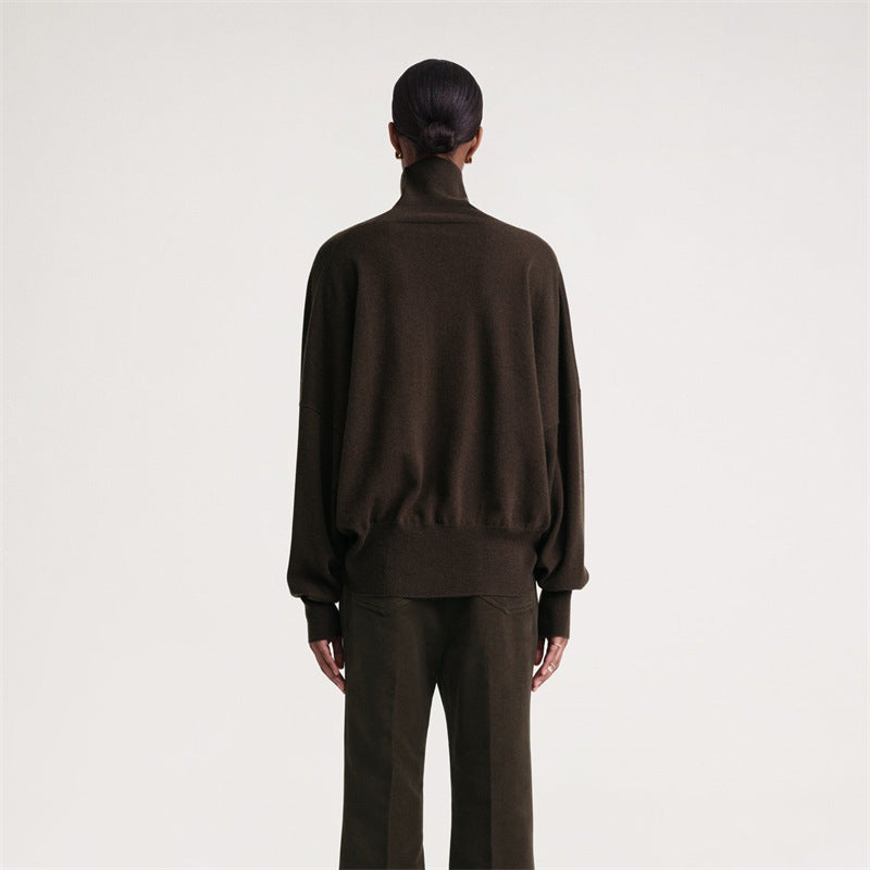 Loose Batwing Sleeve Turtleneck Sweater Top For Women