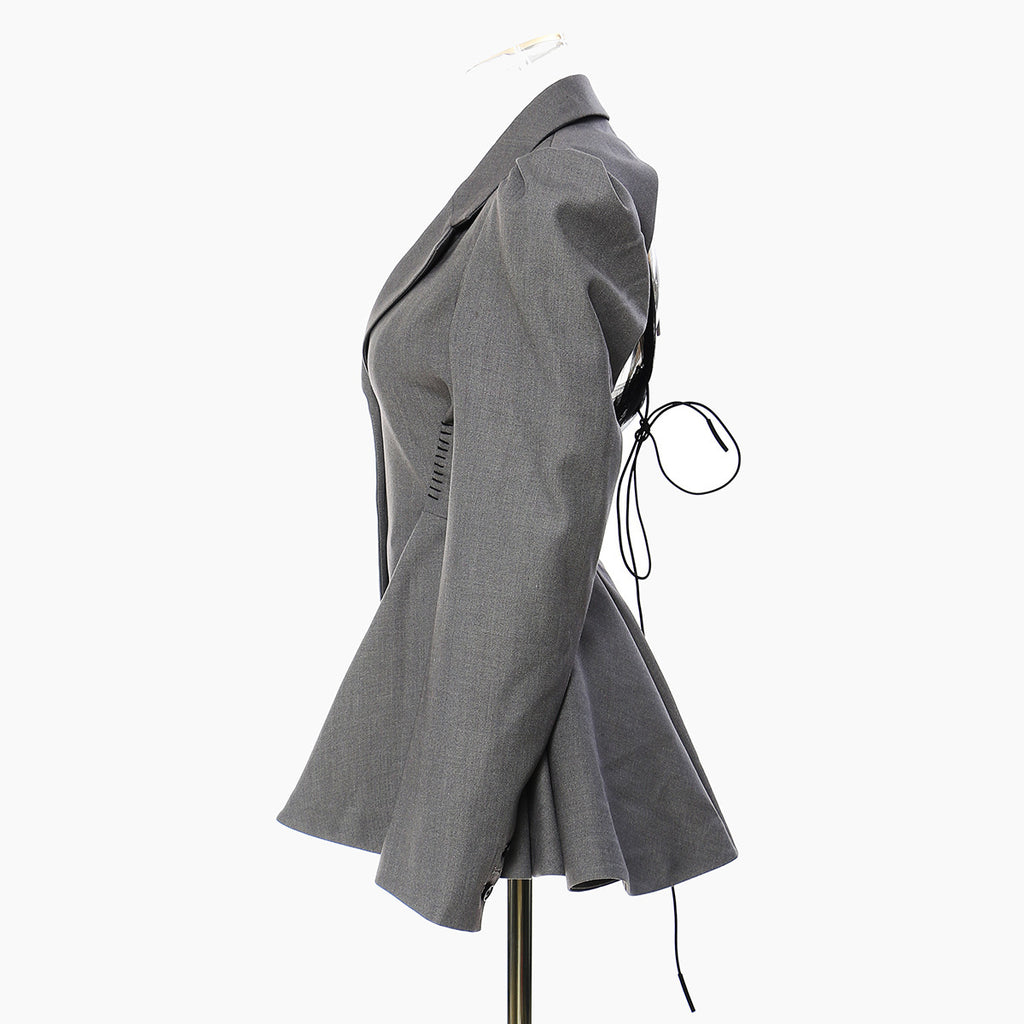 Women's Backless Lotus Leaf Hem Suit Waist Slim Coat