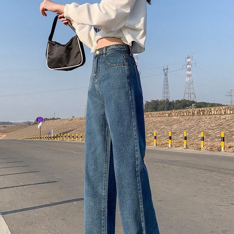 Wide Leg Jeans For Women Bottom Baggy Denim Pants Trousers