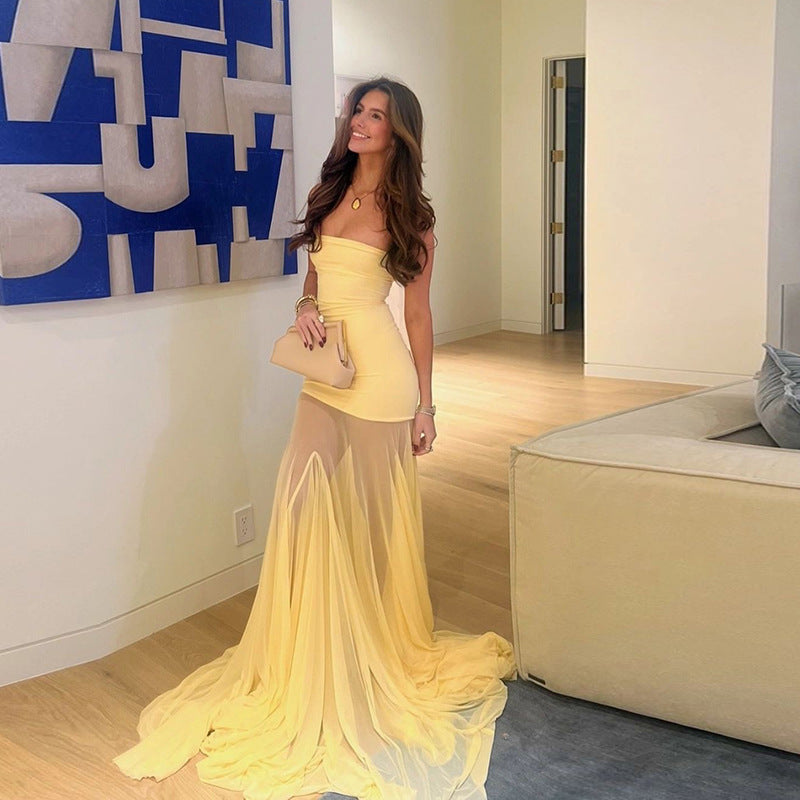 Fashion Personality Off-neck Tube Top Dress Women