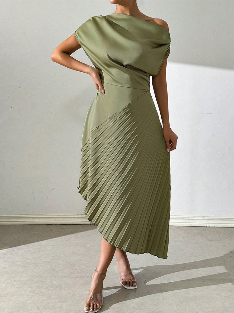 Elegant Ruffled Design Irregular Dress Women