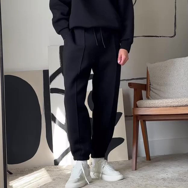 Men's Casual Round Neck Long Sleeve Sweatshirt & Elastic Waist Pants Set
