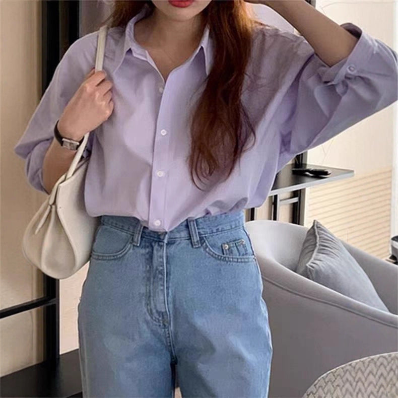 Pure Cotton Loose Long Sleeve Shirt