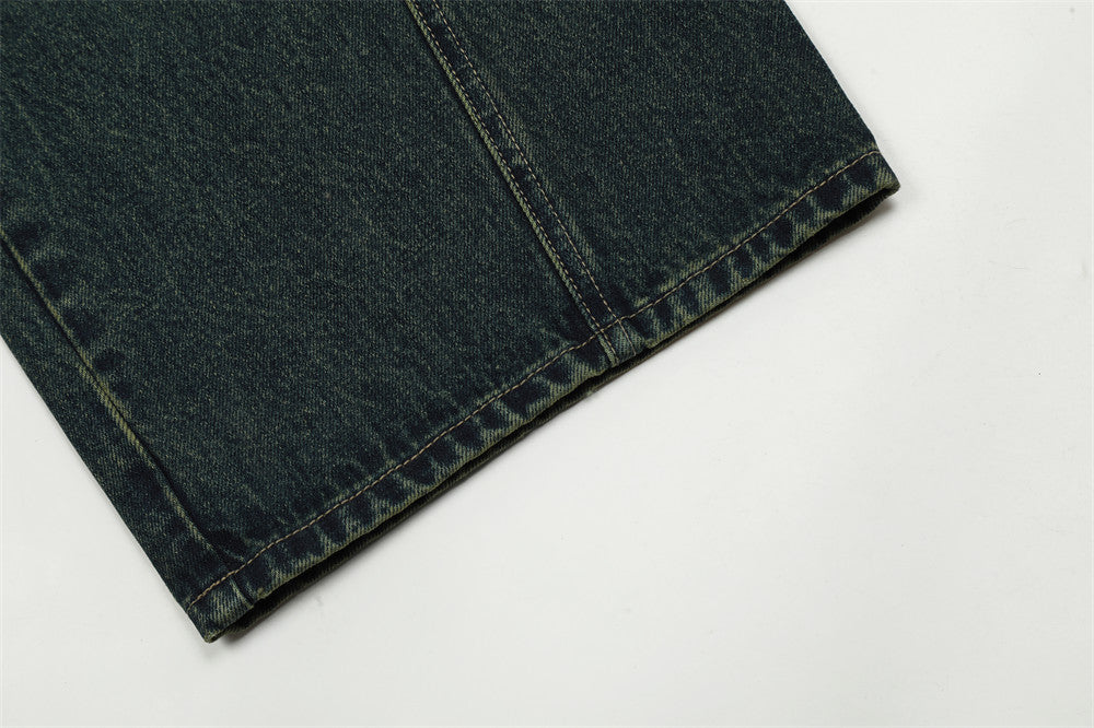 Loose Washed-out Straight Jeans For Men