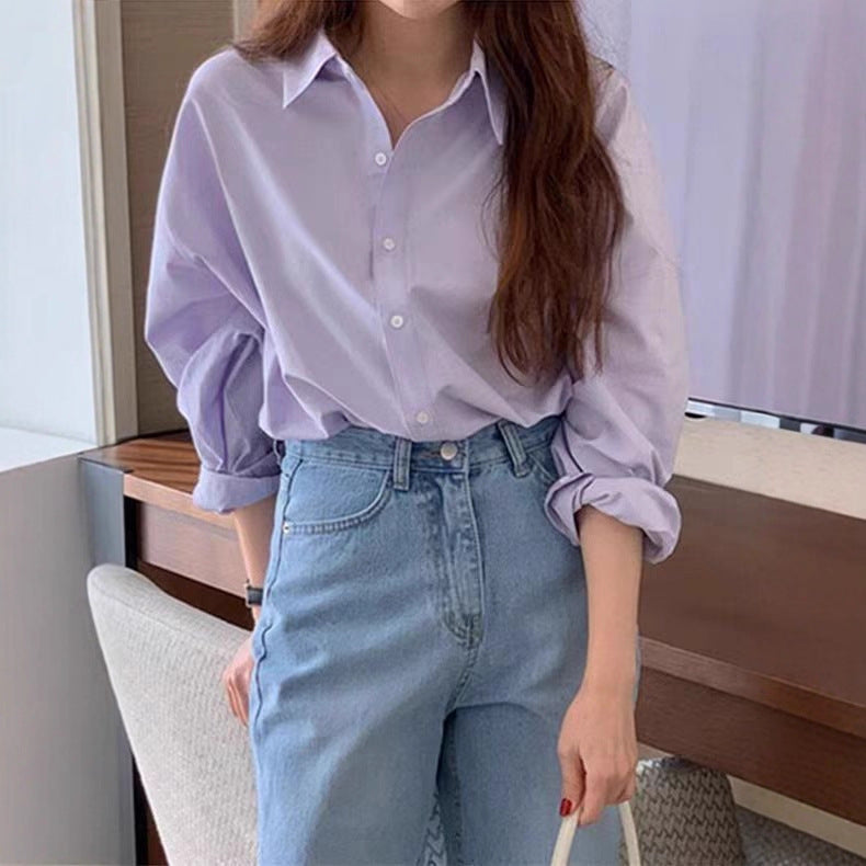 Pure Cotton Loose Long Sleeve Shirt