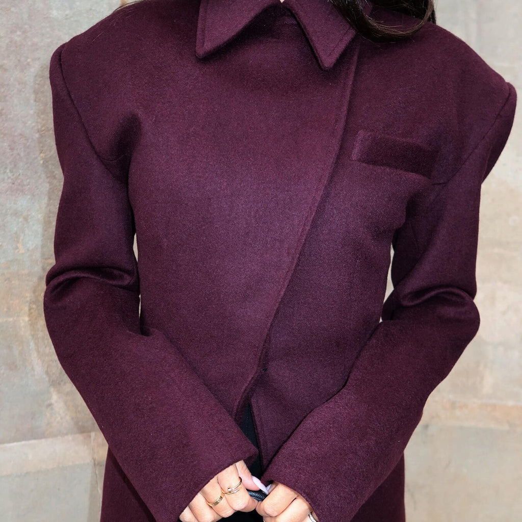 Burgundy Cross Placket Blazer