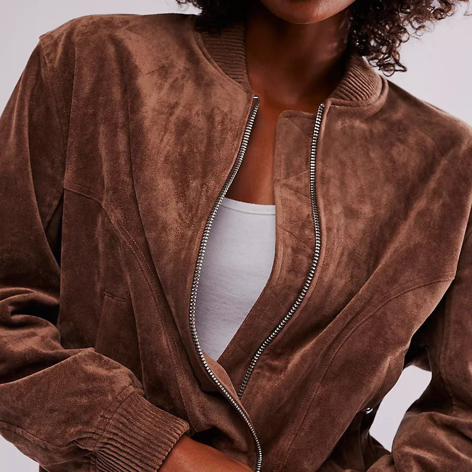 Casual Suede Zipped Jacket
