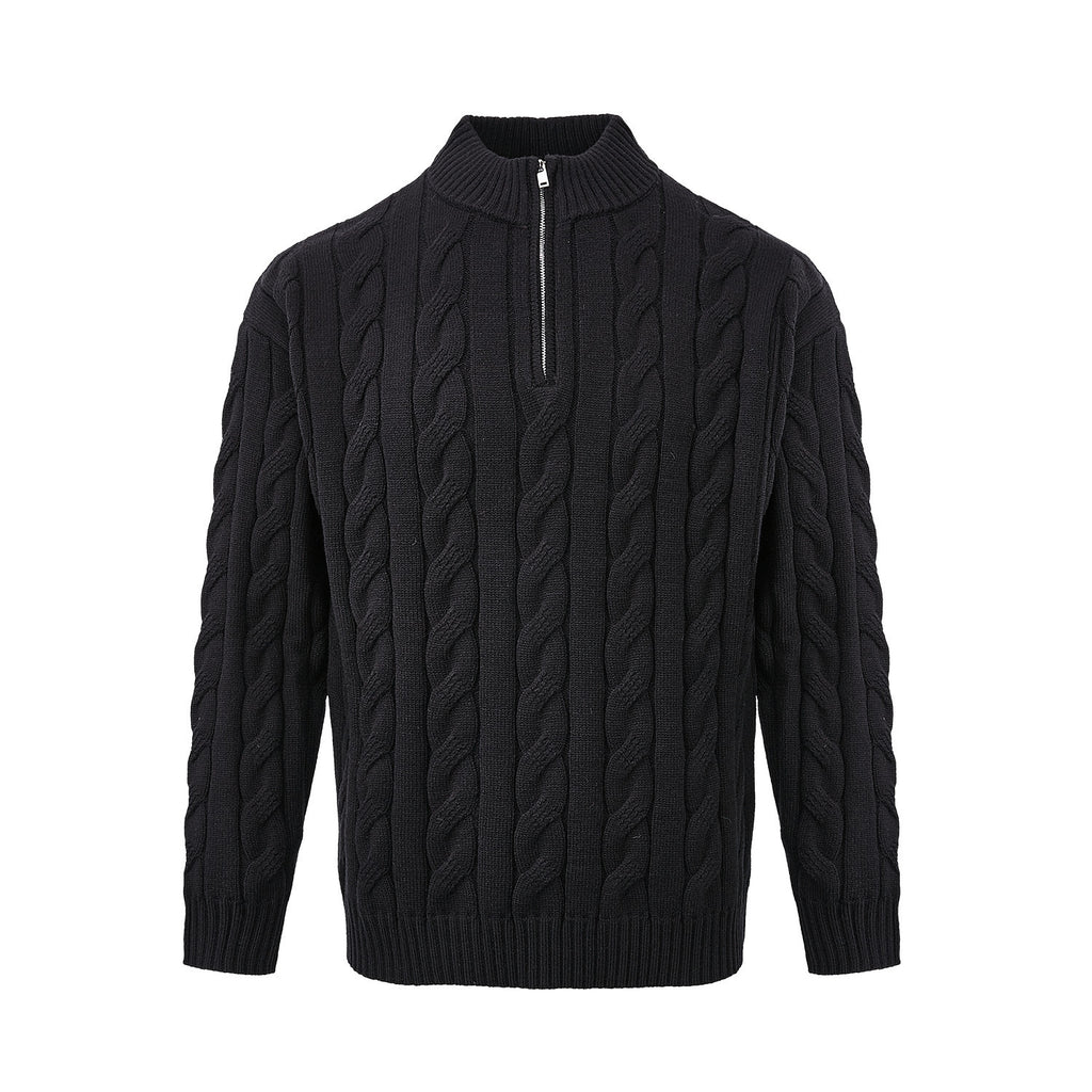 Loose Feeling Old Money Half Zipper Heavy Sweater